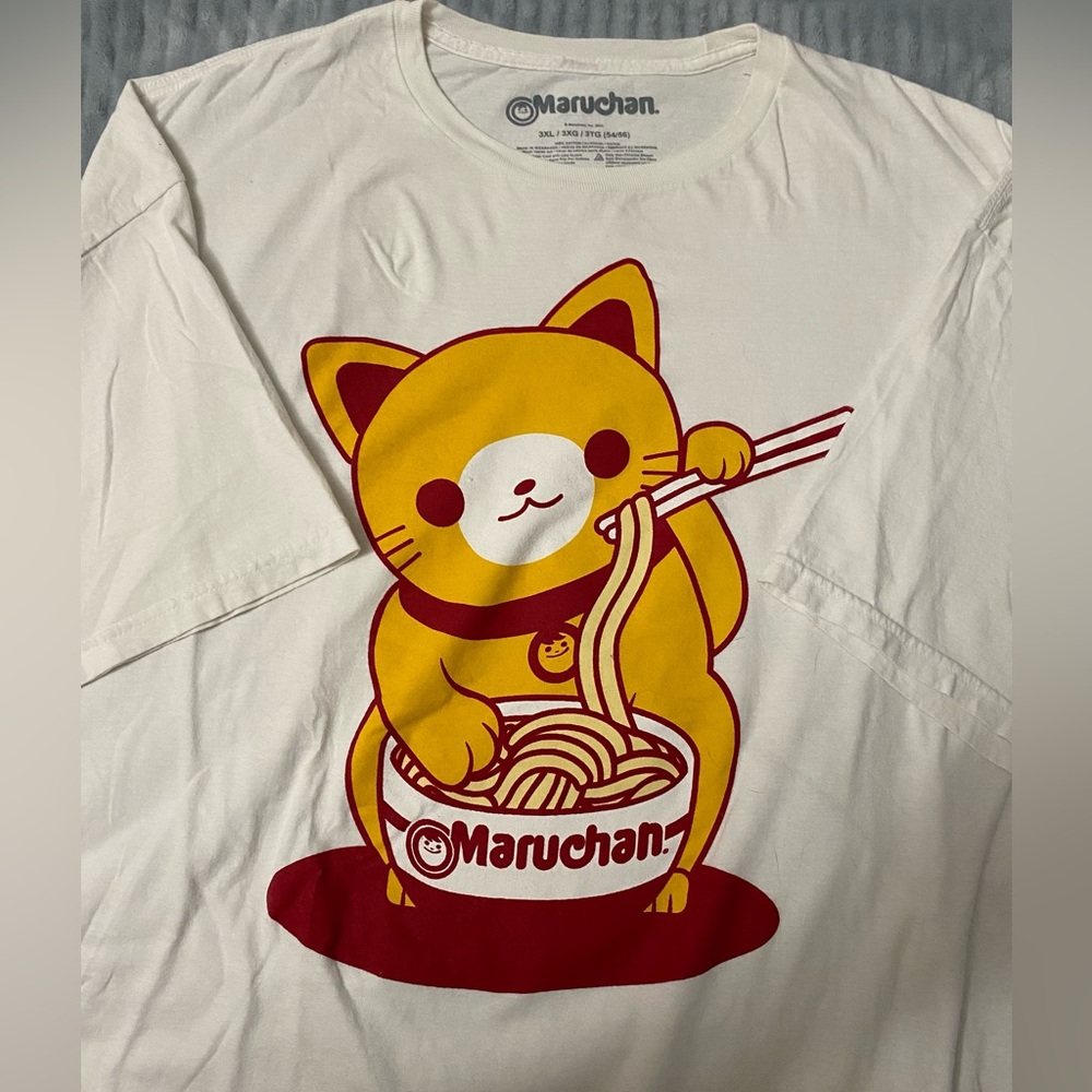 Nintendo Cat Noodle T-Shirt - White and Orange tee